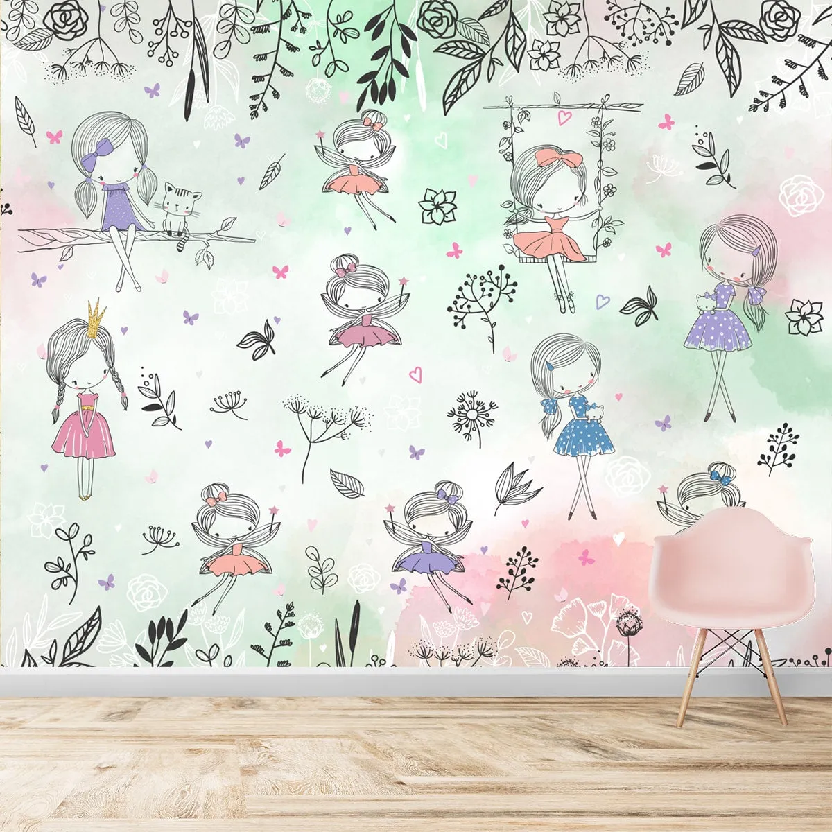 Fairies Wallpaper for Kids Room, Customised for Walls