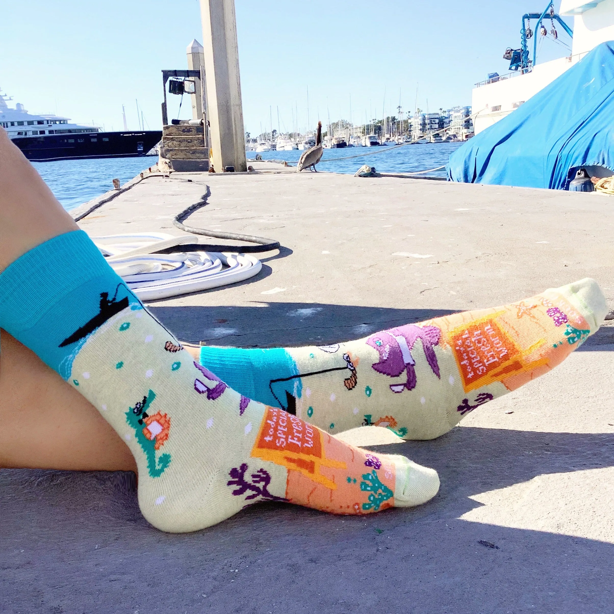 Fish Feast Under the Sea from the Sock Panda (Adult Small -  Shoe Sizes 2-5)