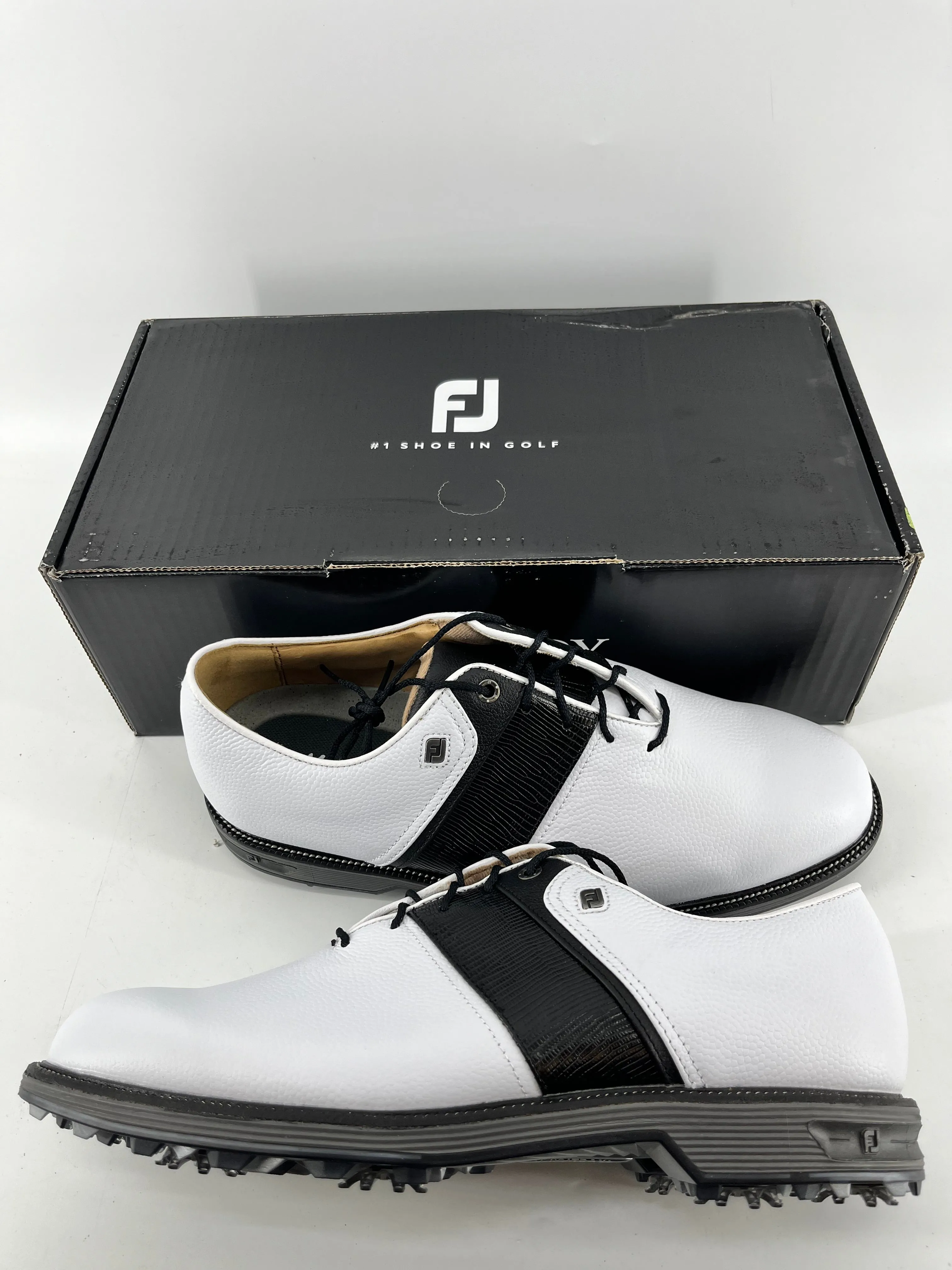 Footjoy Myjoys Premiere Series Packard Golf Shoes Pebble White Custom Black 11 W