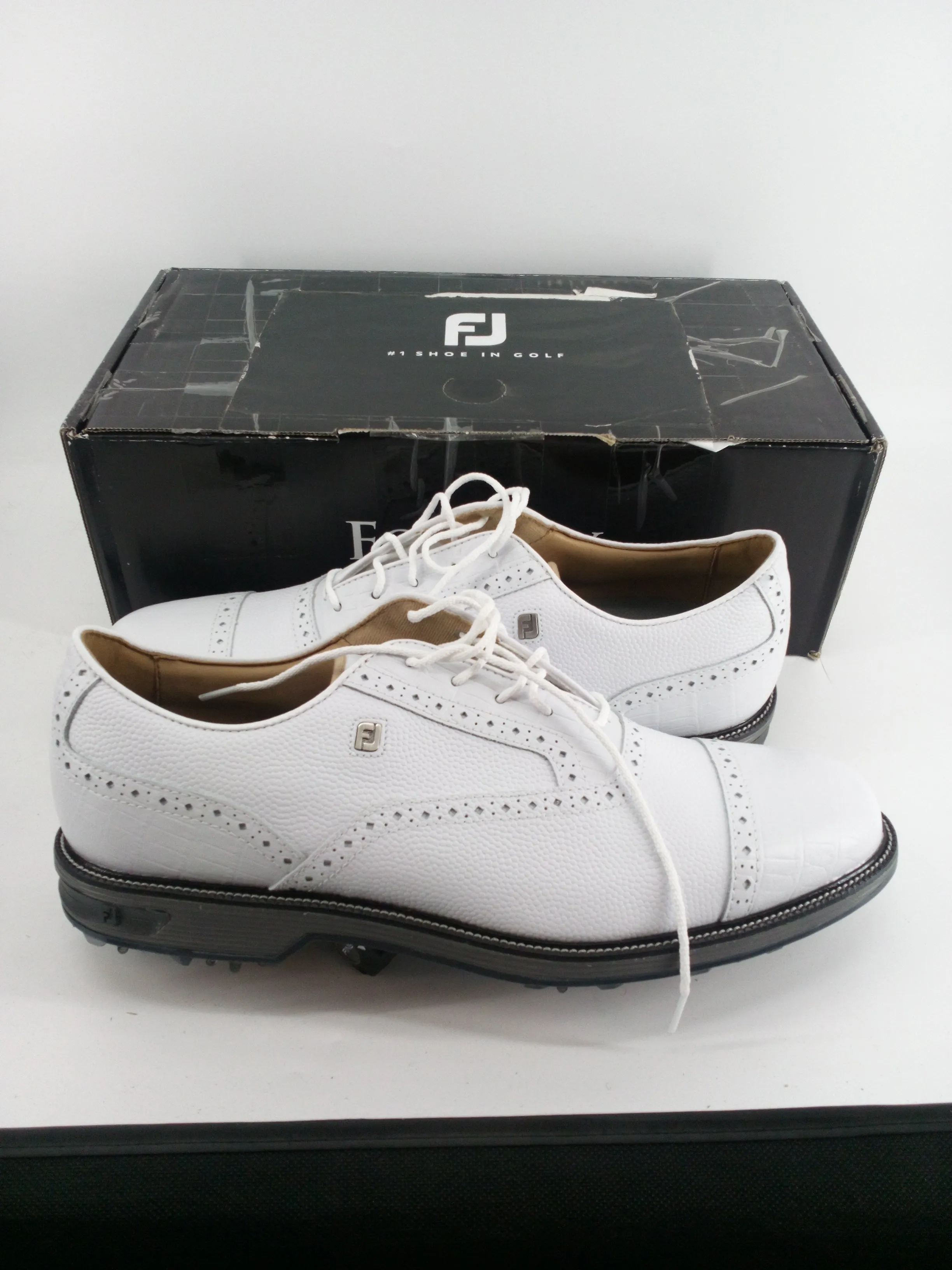 Footjoy Myjoys Premiere Series Tarlow Golf Shoes White Gator Toe 12.5 N Custom