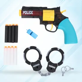 G500 Police Shooting Pistol Toy Gun for Kids with Handcuffs, Whistle & 6 Soft Bullets Combo Game Set/Gun Toy for Kids