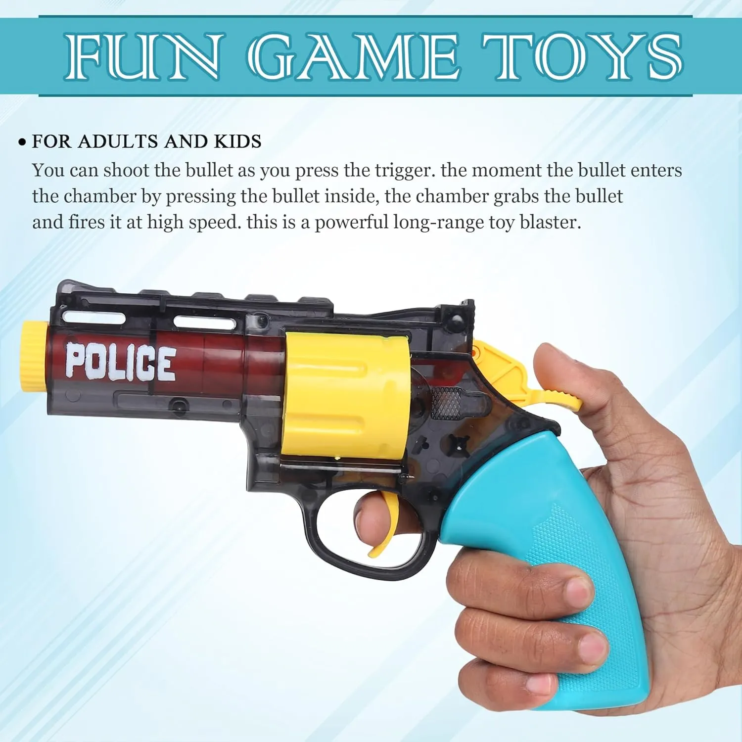 G500 Police Shooting Pistol Toy Gun for Kids with Handcuffs, Whistle & 6 Soft Bullets Combo Game Set/Gun Toy for Kids