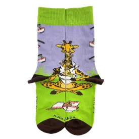 Giraffe Yogi Eating Ramen Socks from the Sock Panda (Adult Small -  Shoe Sizes 2-5)