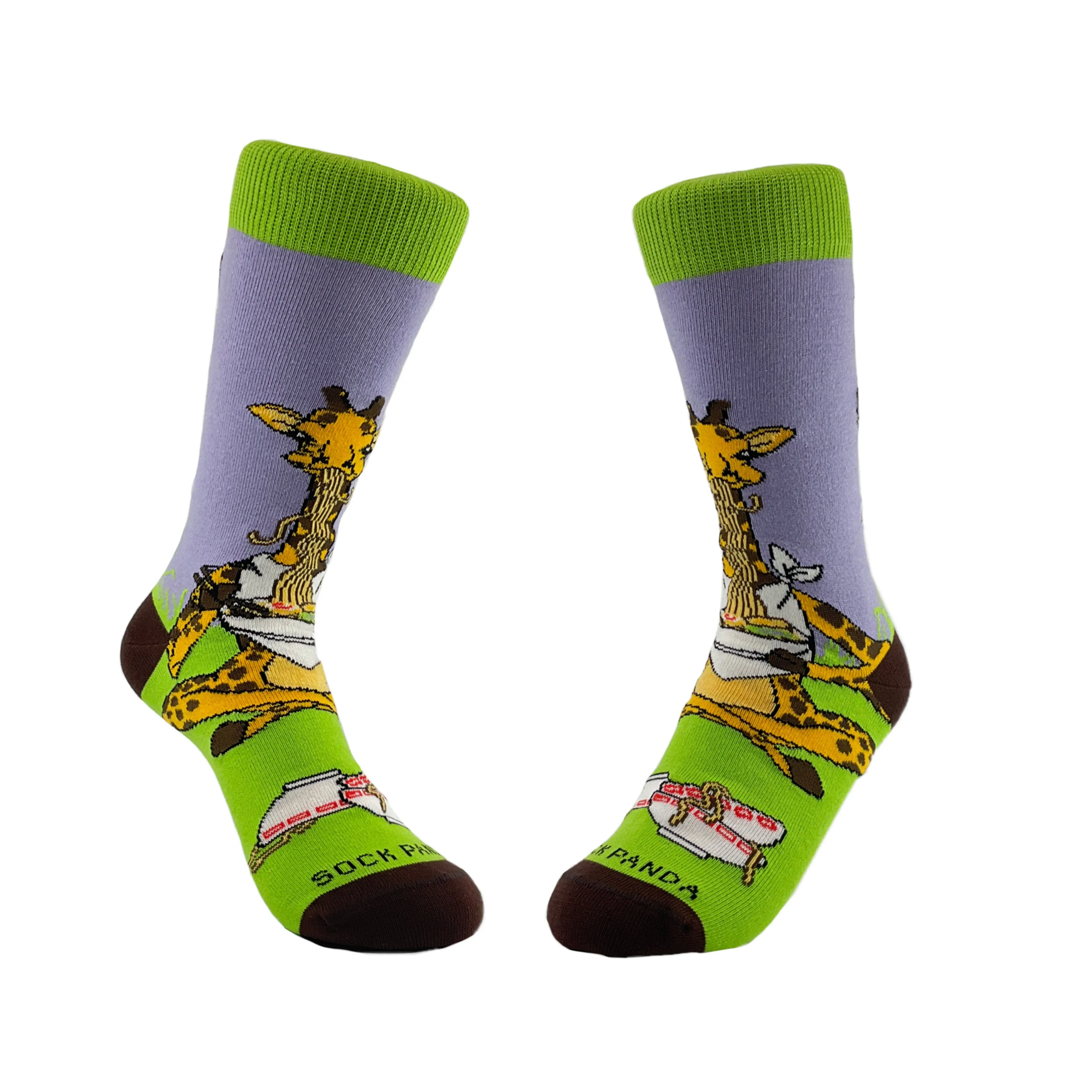 Giraffe Yogi Eating Ramen Socks from the Sock Panda (Adult Small -  Shoe Sizes 2-5)