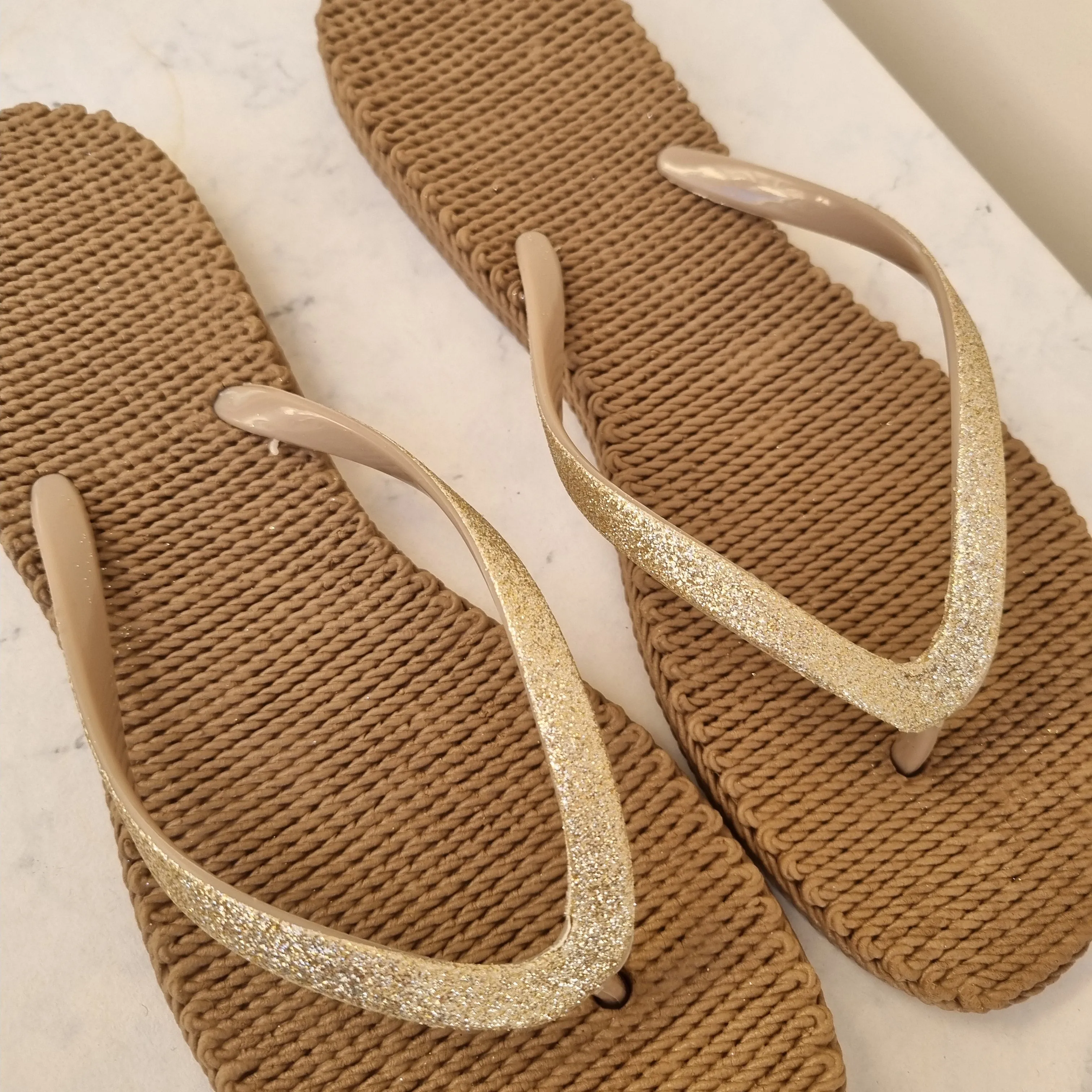 Gold glitter Toe Post Flip Flop