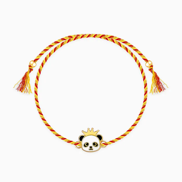 Golden Crowing Panda Rakhi for Kids