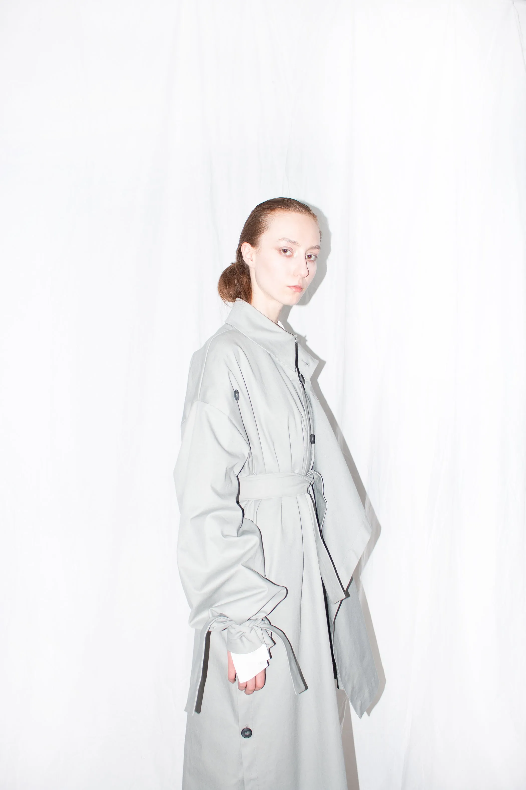 Grey Asymmetric Twill Coat