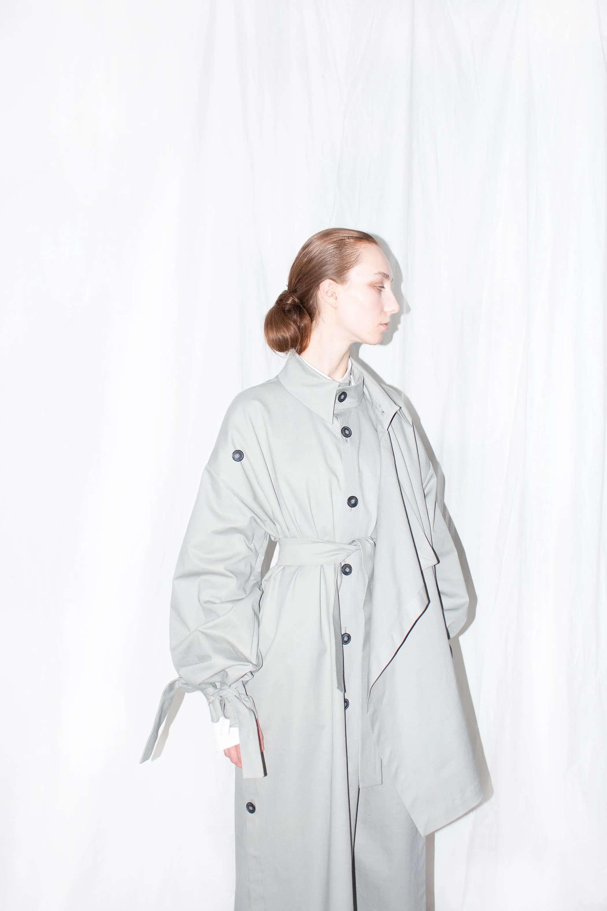 Grey Asymmetric Twill Coat