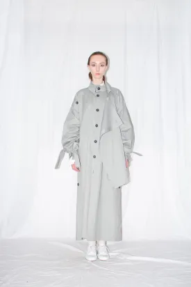 Grey Asymmetric Twill Coat