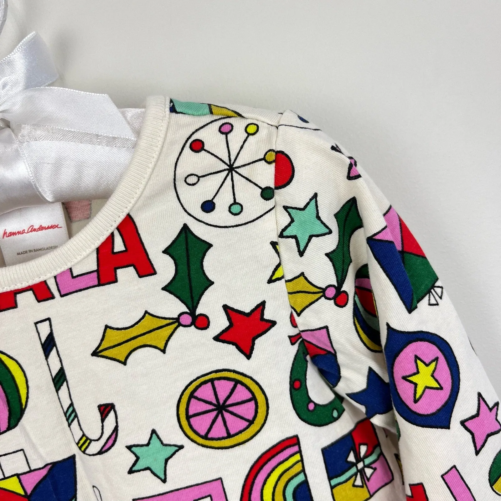 Hanna Andersson Holiday Print Dress In Cotton Jersey 90 cm 3T