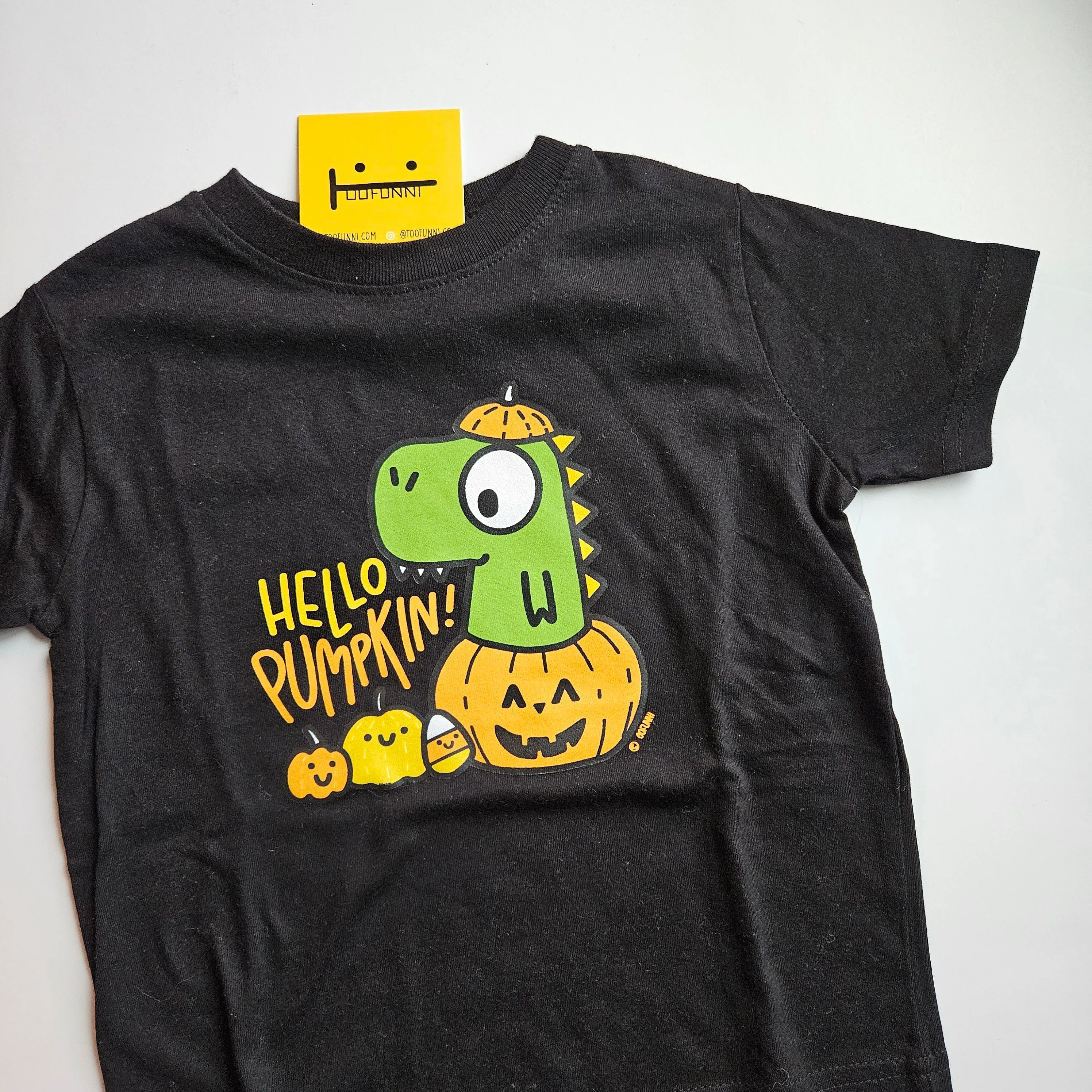 HELLO PUMPKIN - Black Toddler T-shirt (Some Blemishes)