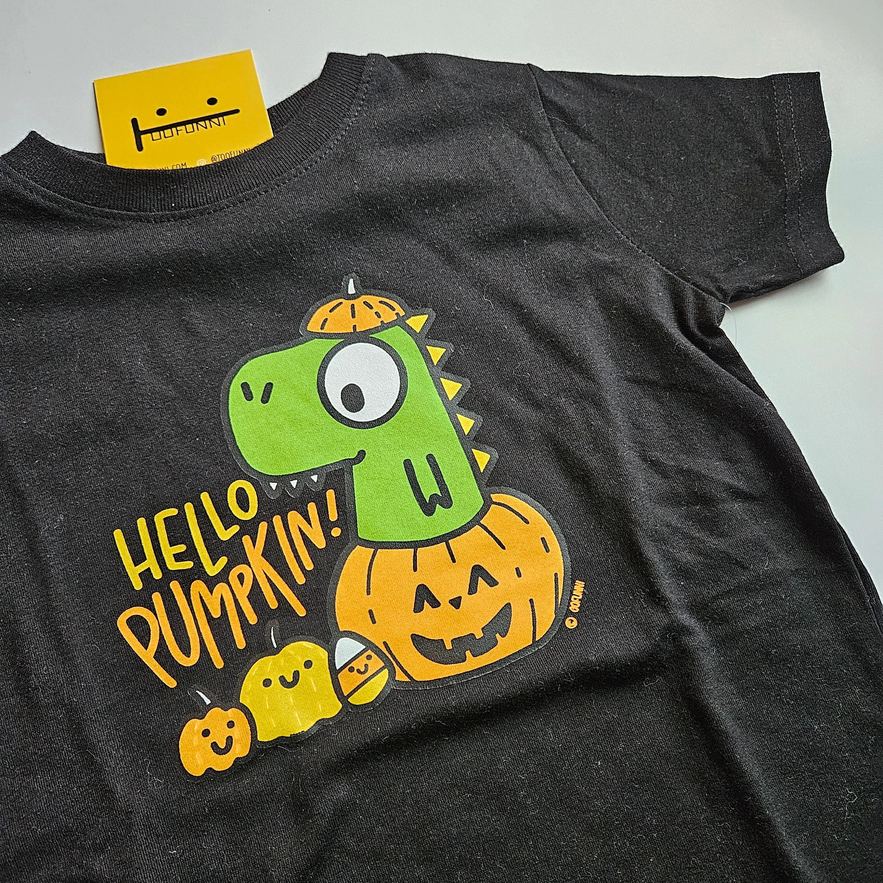 HELLO PUMPKIN - Black Toddler T-shirt (Some Blemishes)