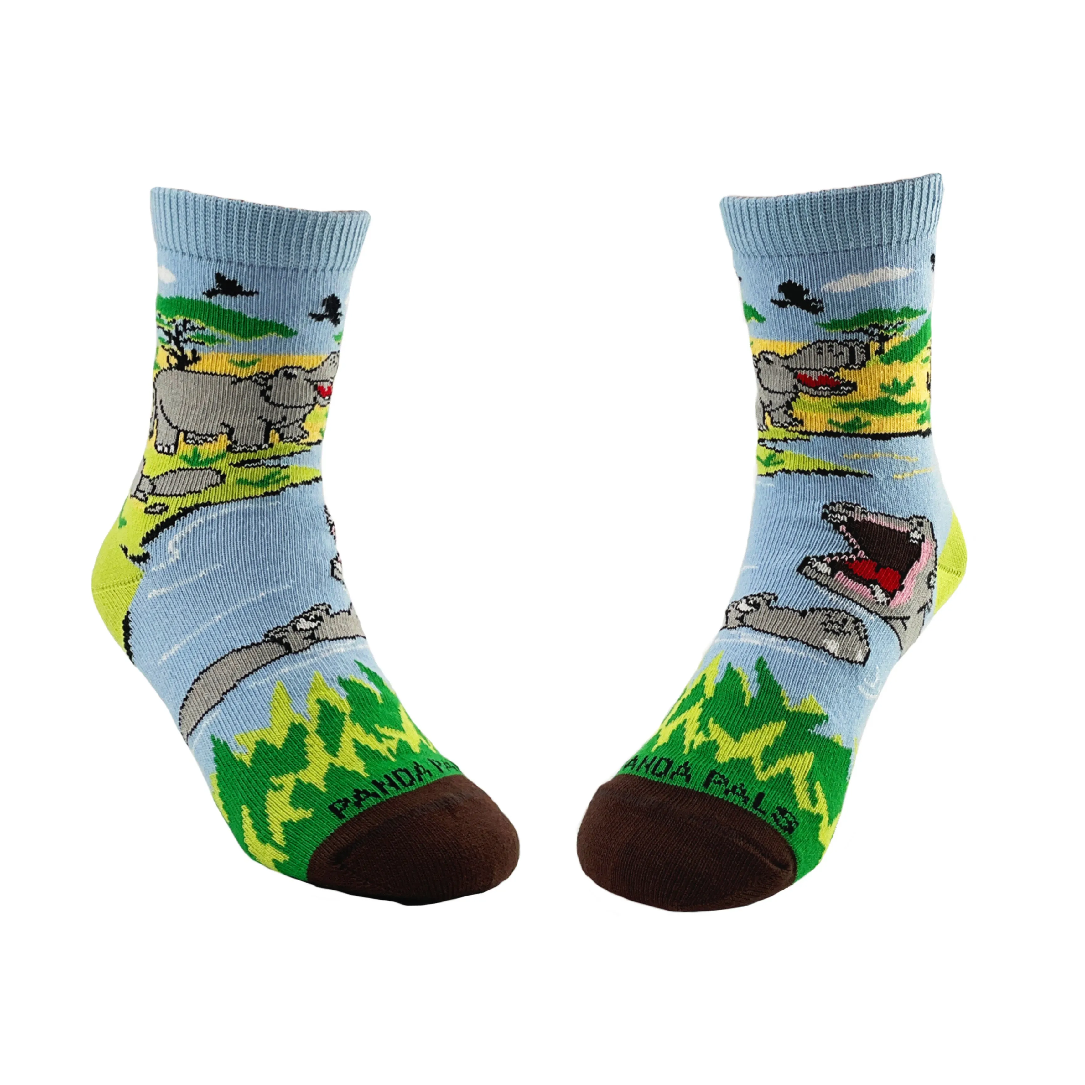 Hippos Playing in a Pond Socks from the Sock Panda (Ages 3-7)