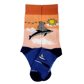 Koala Riding a Dolphin Socks from the Sock Panda (Adult Small -  Shoe Sizes 2-5)