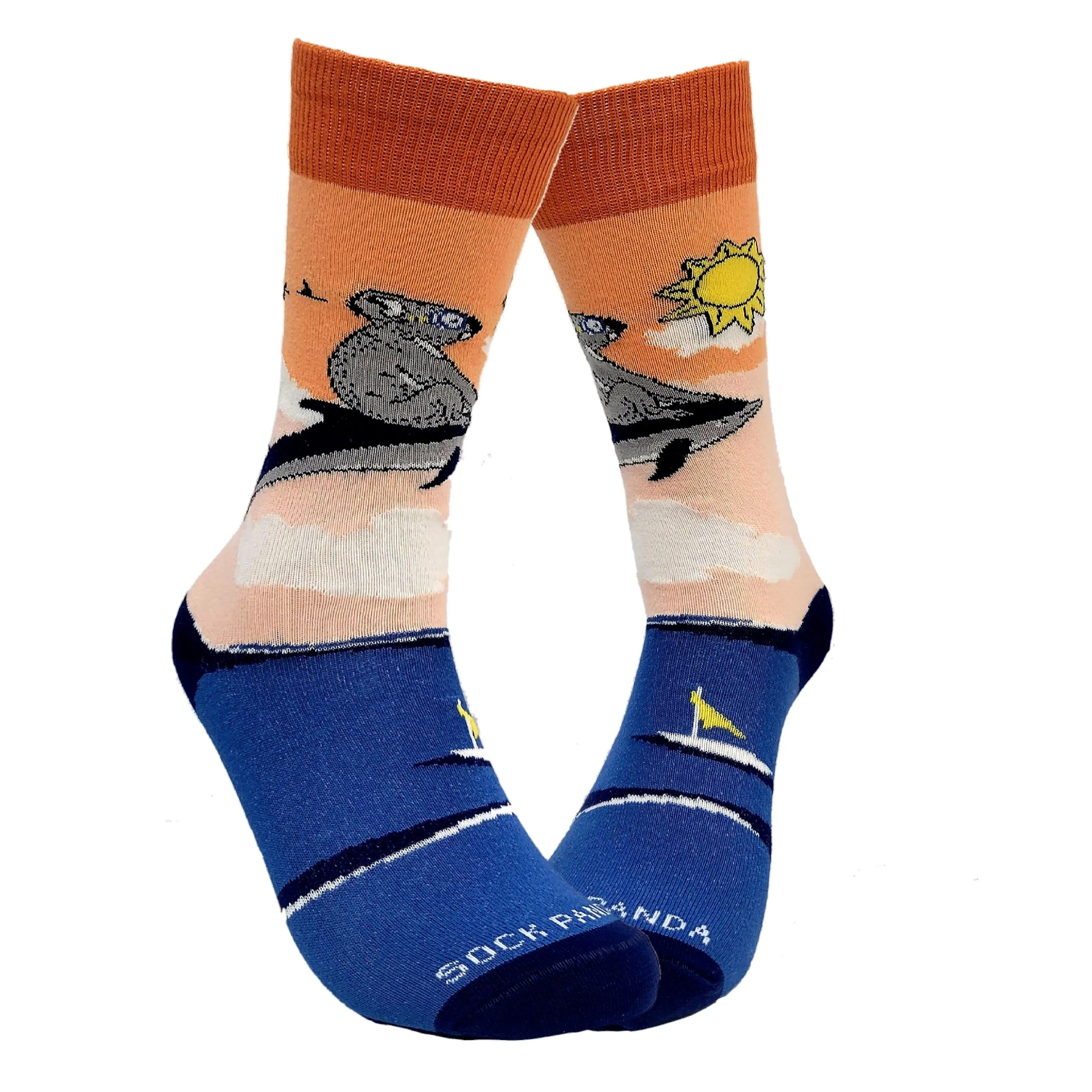 Koala Riding a Dolphin Socks from the Sock Panda (Adult Small -  Shoe Sizes 2-5)