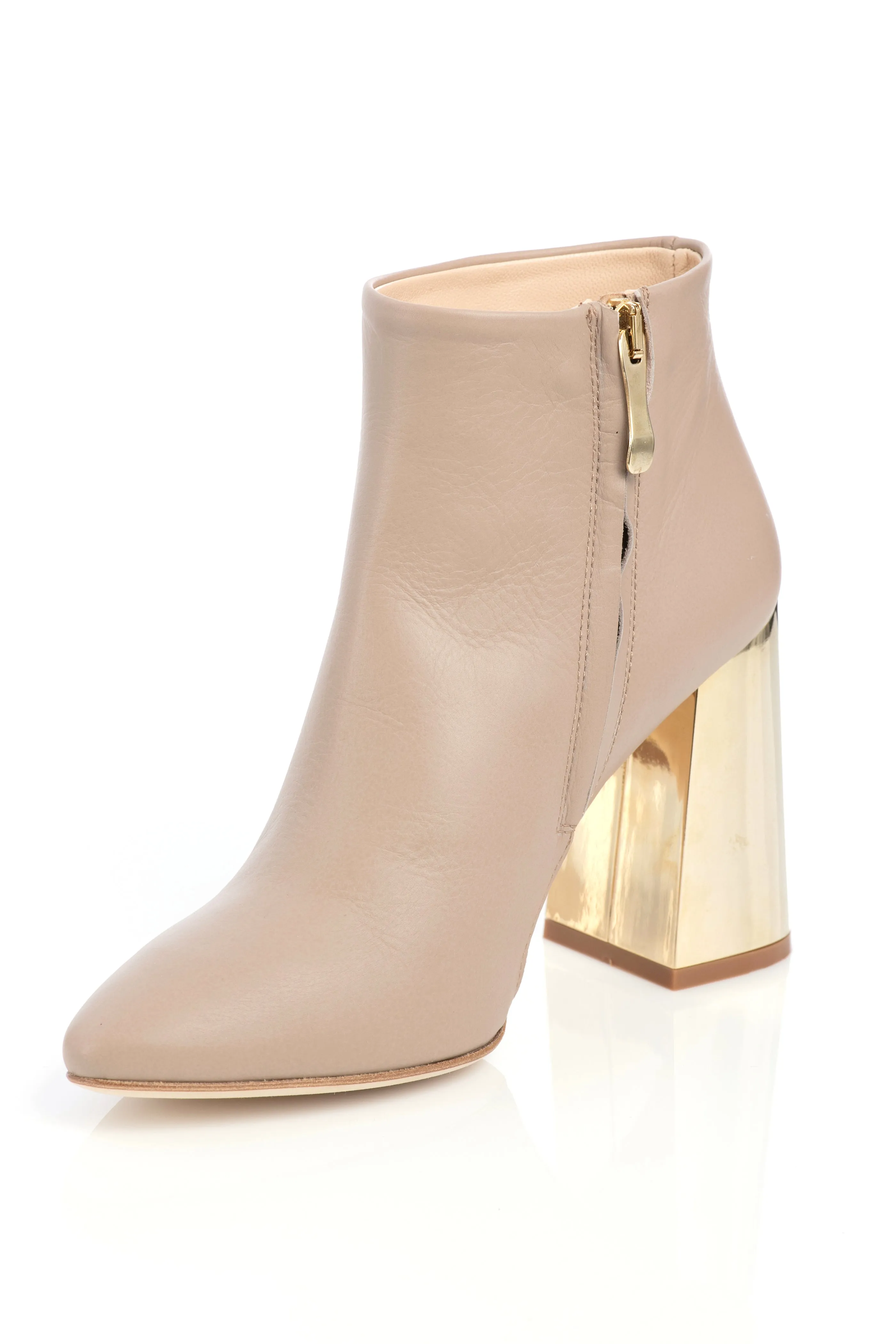 Lake Bootie - Beige with Gold Heel