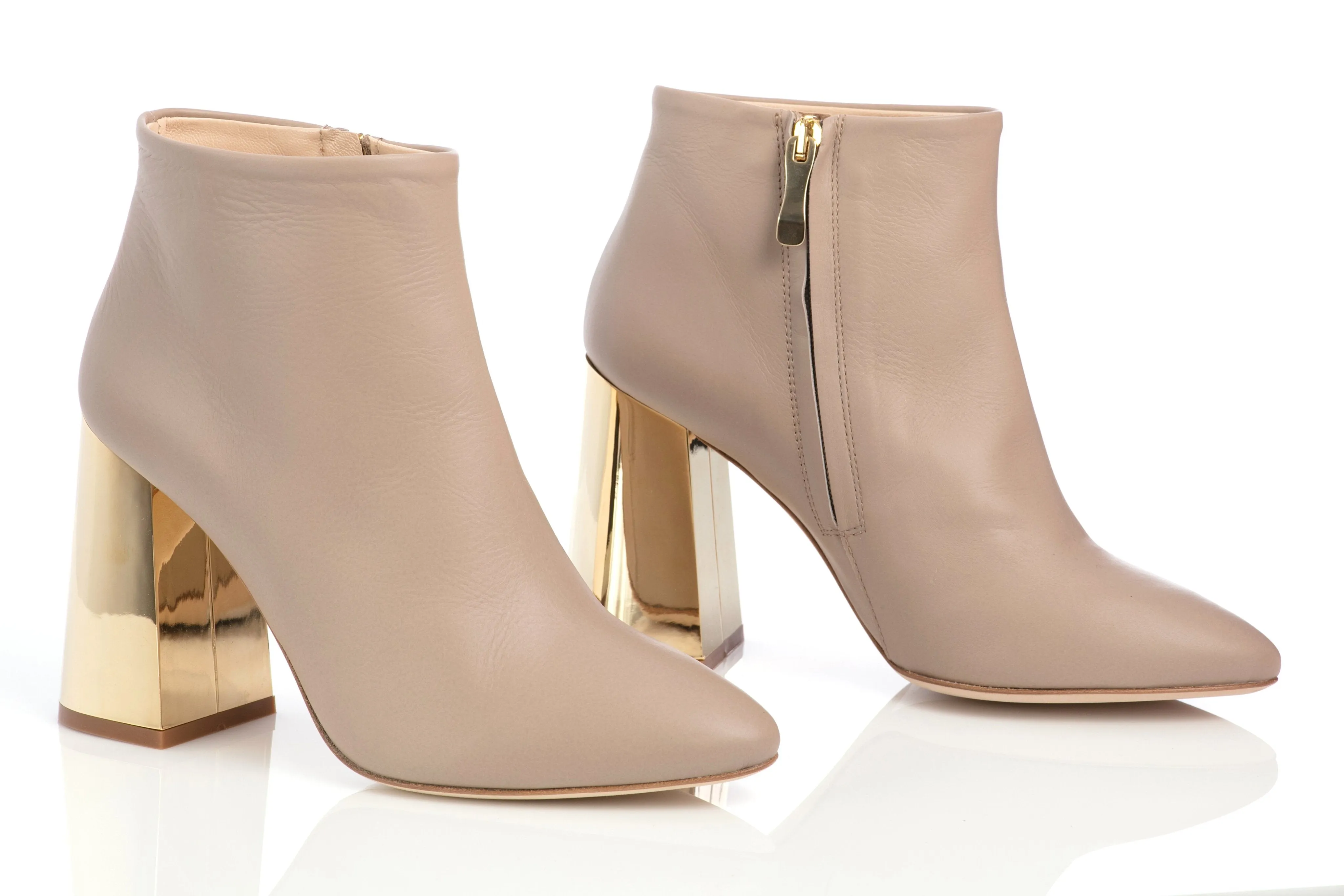 Lake Bootie - Beige with Gold Heel