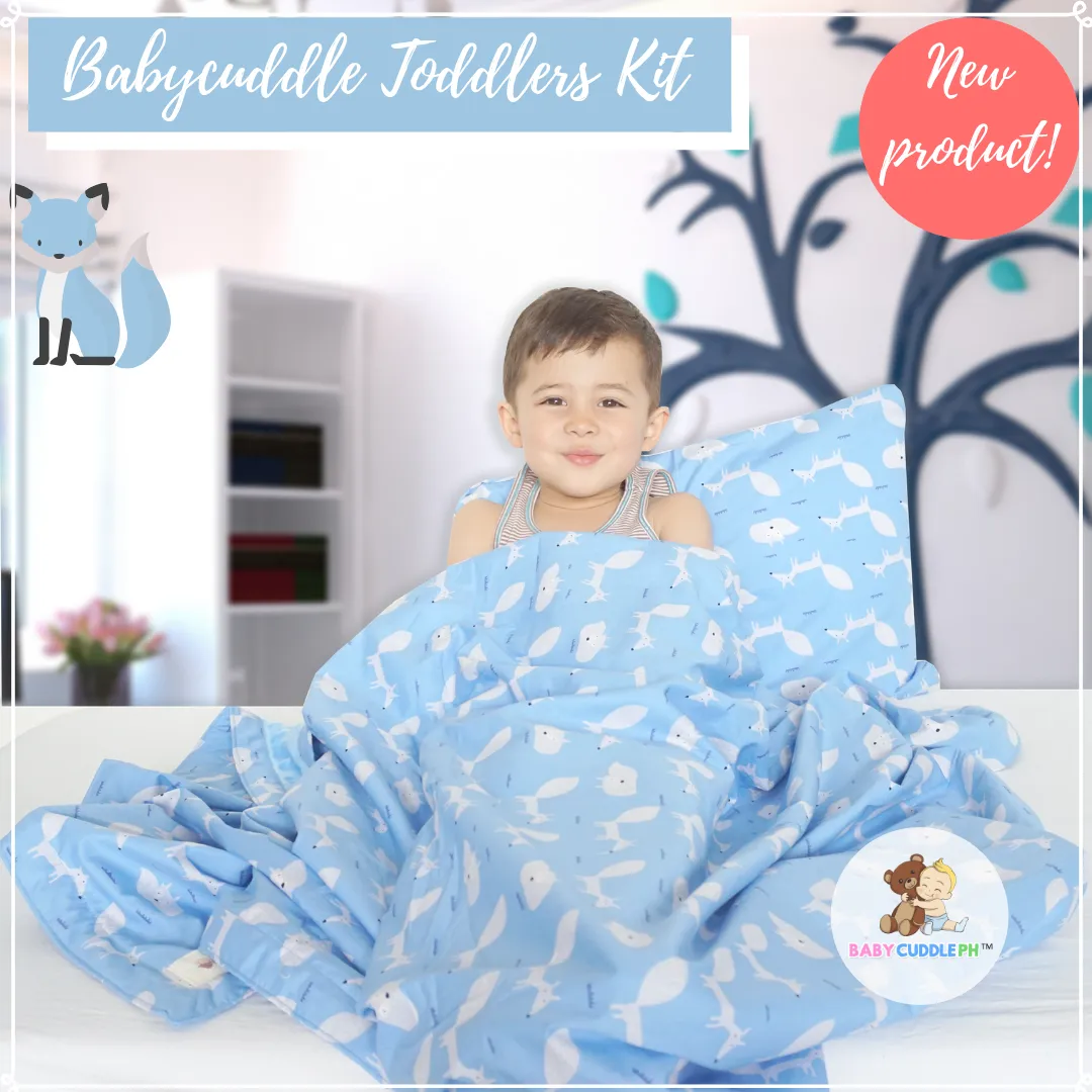 Little Fox in Teal -  Babycuddleph Toddlers kit (Pillow & Blanket)