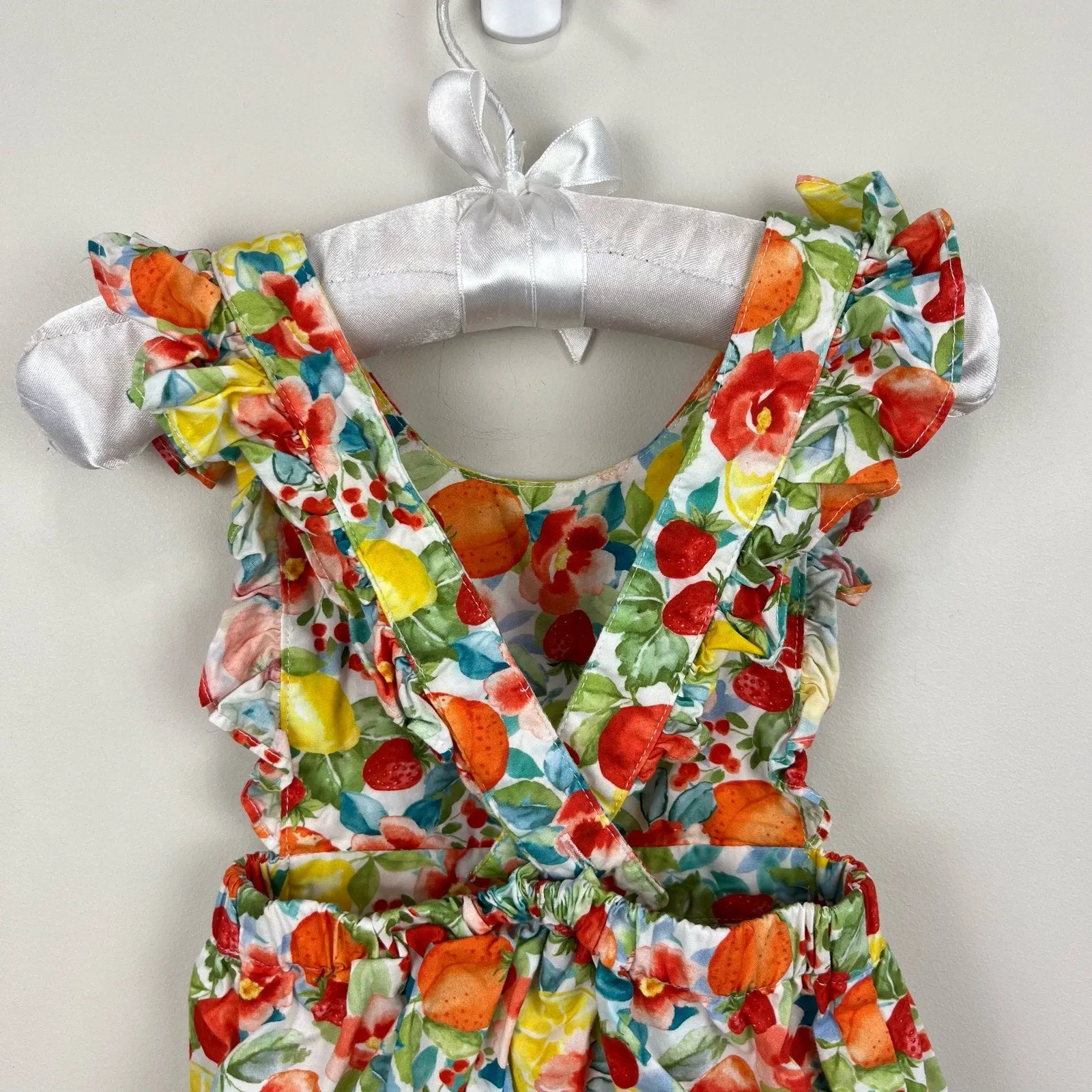 Luli & Me Ruffle Fruit Sun Suit Romper 18 Months