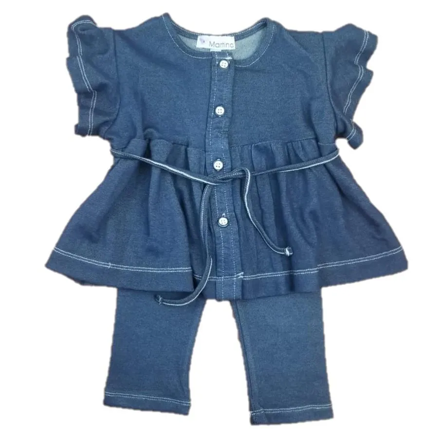 MARTINO - Stitching Chambray Girls 2 pc