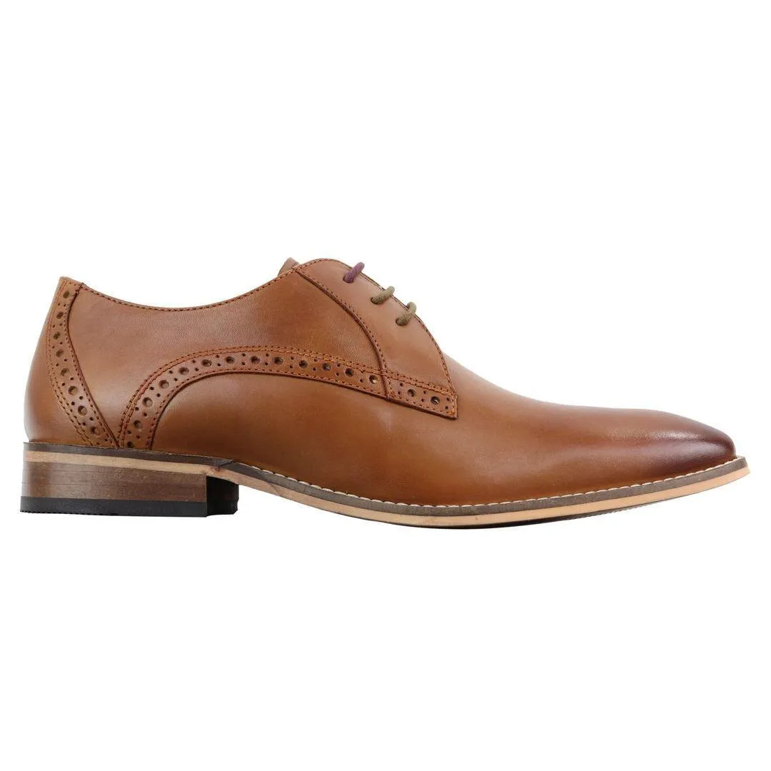 Mens Classic Laced Full Leather Derby Shoes Plain British Design Smart Casual