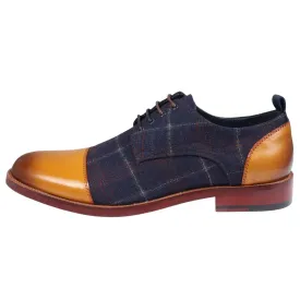 Men's Shoes Navy Tan Oxford Lace Up Leather Formal Dress Shoe