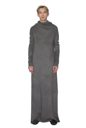 Naturally dyed circular-drape wool dress