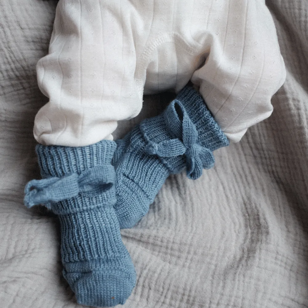 Newborn socks - 100% Organic Wool - Baby blue