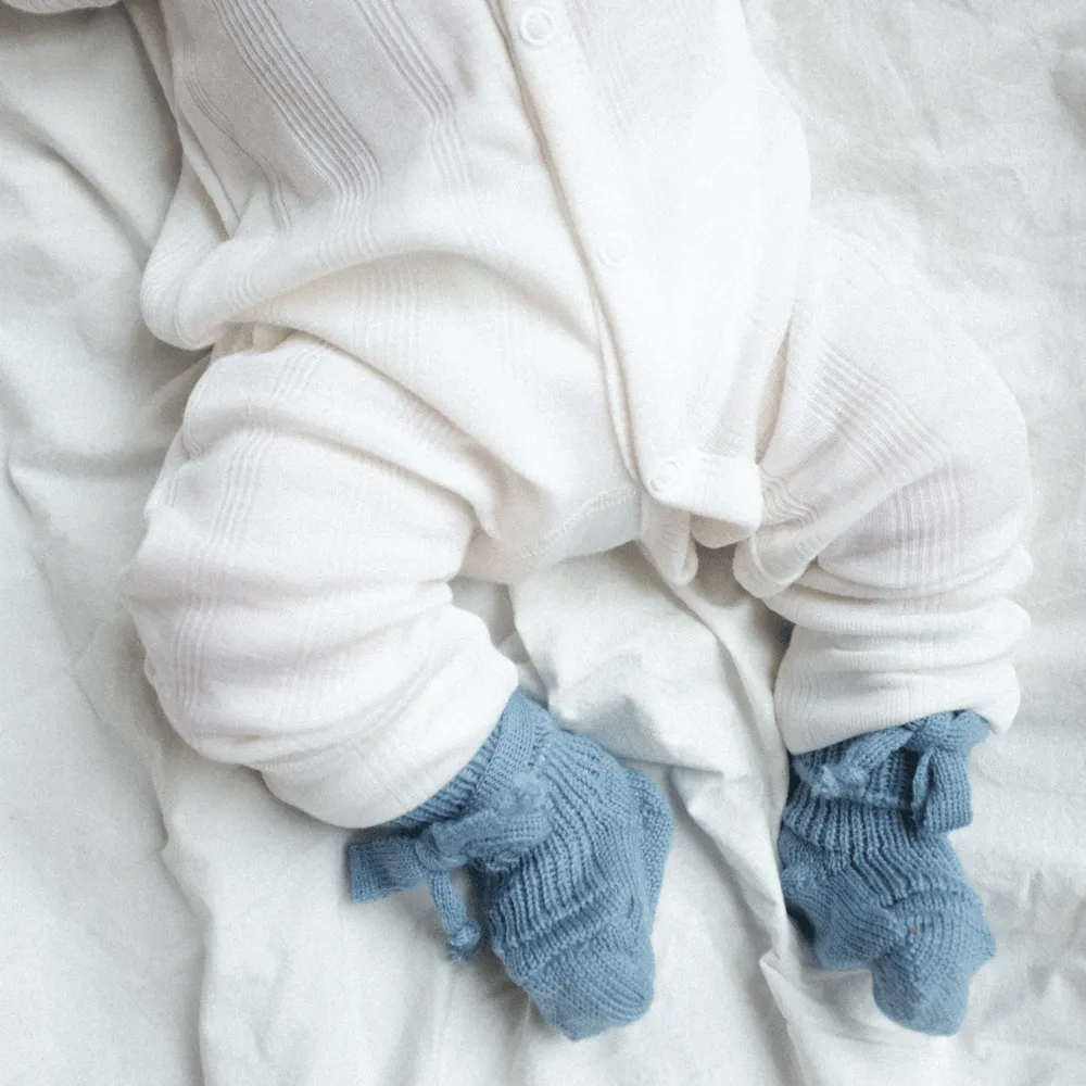 Newborn socks - 100% Organic Wool - Baby blue