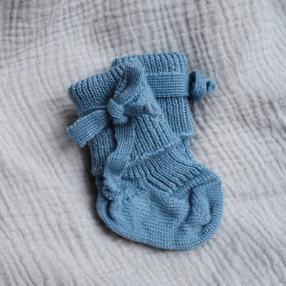 Newborn socks - 100% Organic Wool - Baby blue