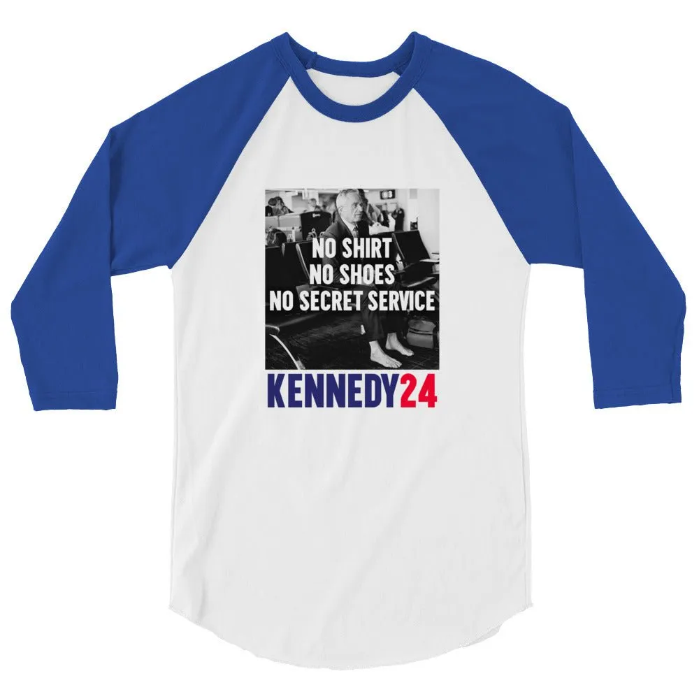 No Shirt, No Shoes, No Secret Service 3/4 Sleeve Raglan Shirt