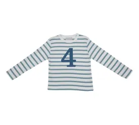 Ocean blue & white breton striped T shirt - 4