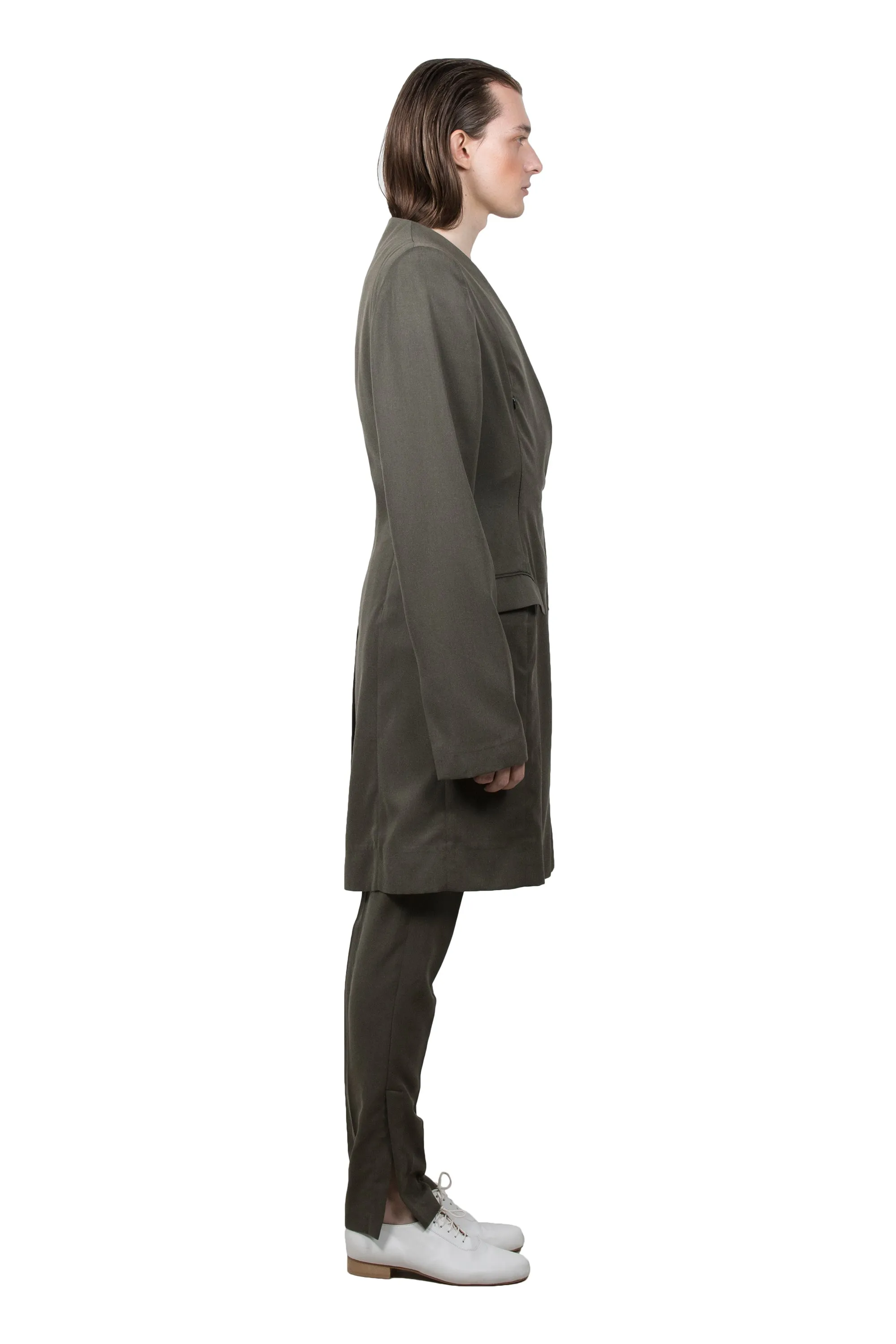 Olive Slashed Tailored  Jacket