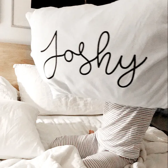 Organic Personalized Pillowcase, Cursive