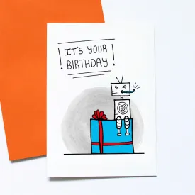 Present Robot Birthday Card