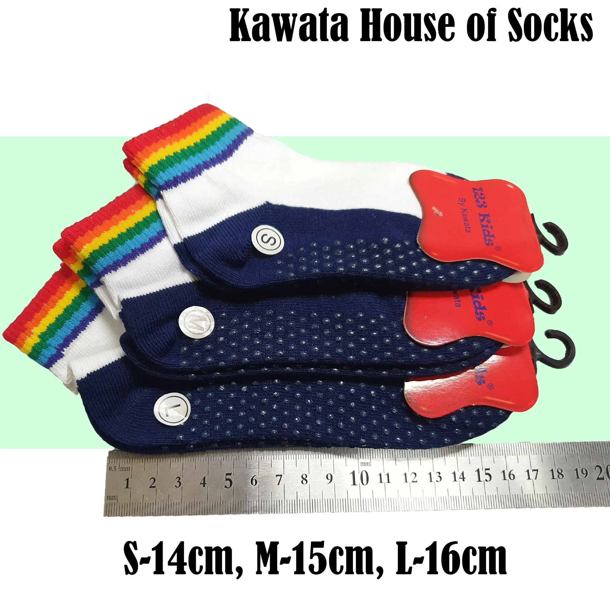 Rainbow Anti Slip Quarter Socks for Young Kids