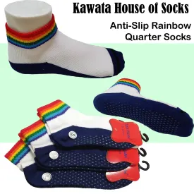 Rainbow Anti Slip Quarter Socks for Young Kids