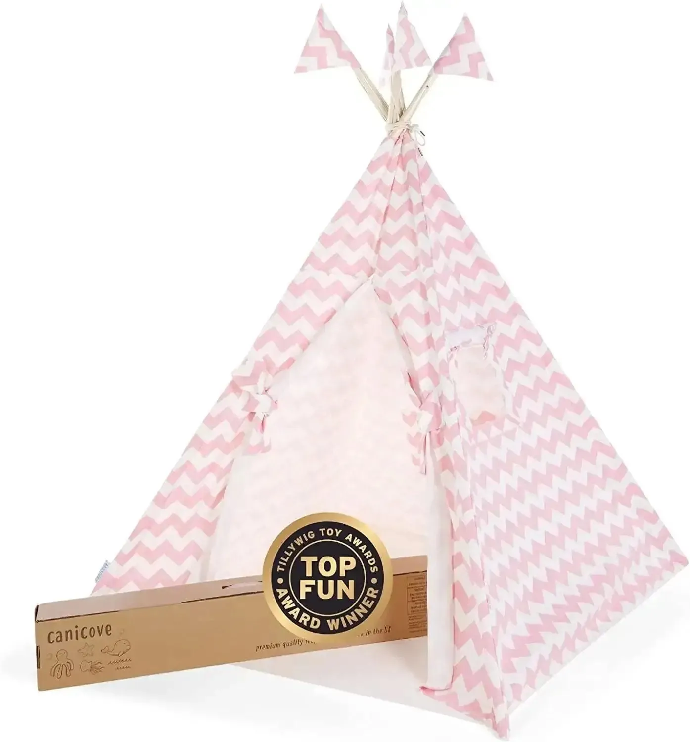 Teepee Play Tent - Wigwam - Pink & White Stripes - Cotton Canvas