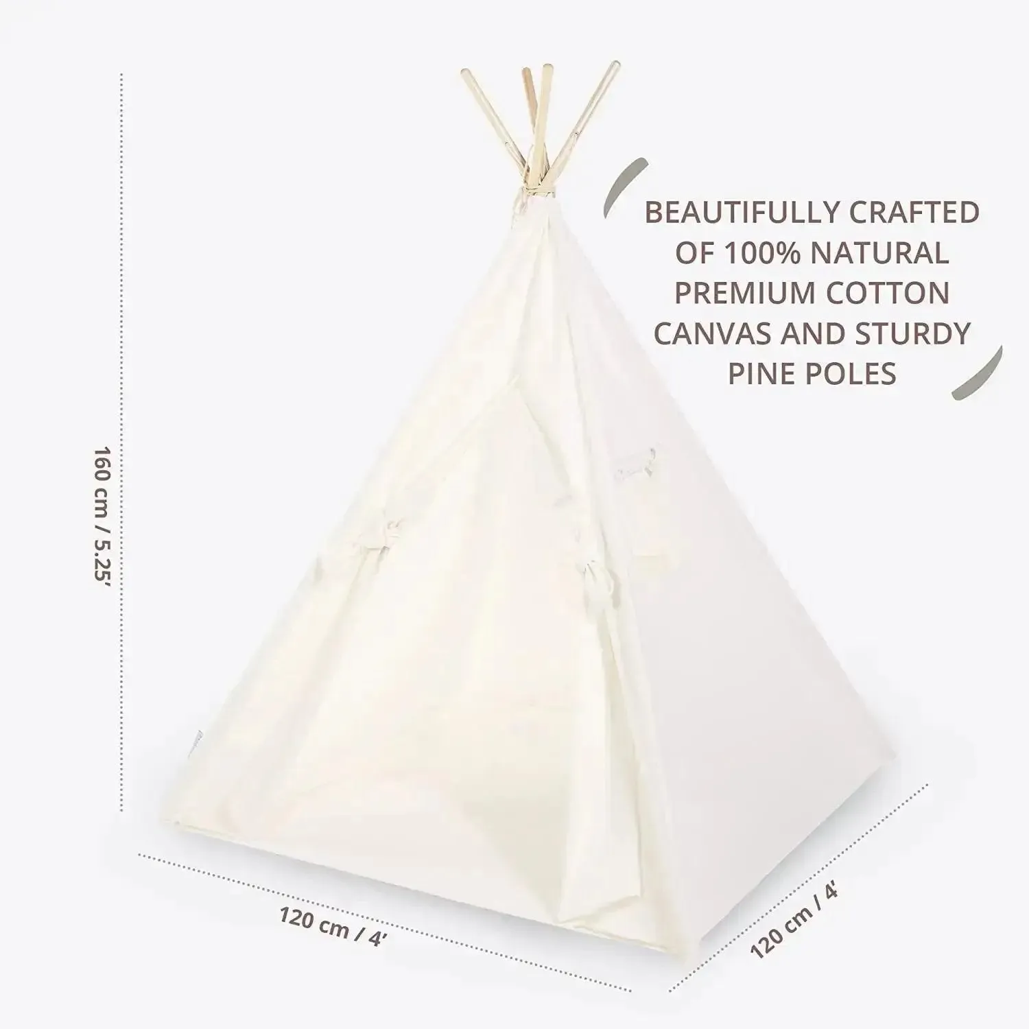 Teepee Play Tent - Wigwam - Pink & White Stripes - Cotton Canvas