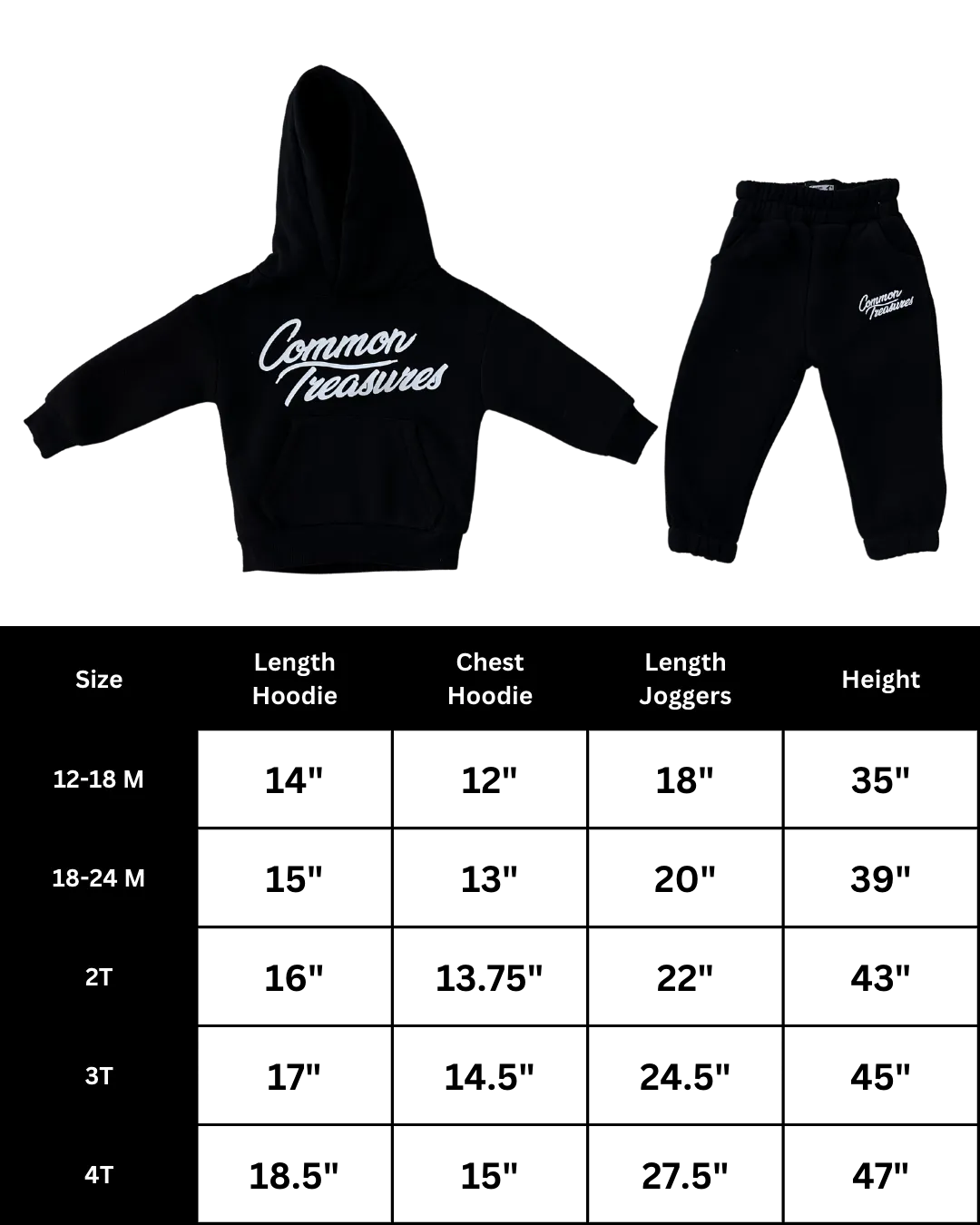 Toddler Hoodie   Jogger (2-Piece) Set - Black