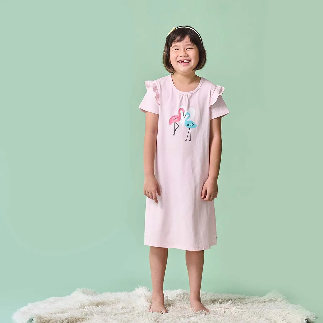 Tropical Land Girl Flutter Night Dress (Pink)