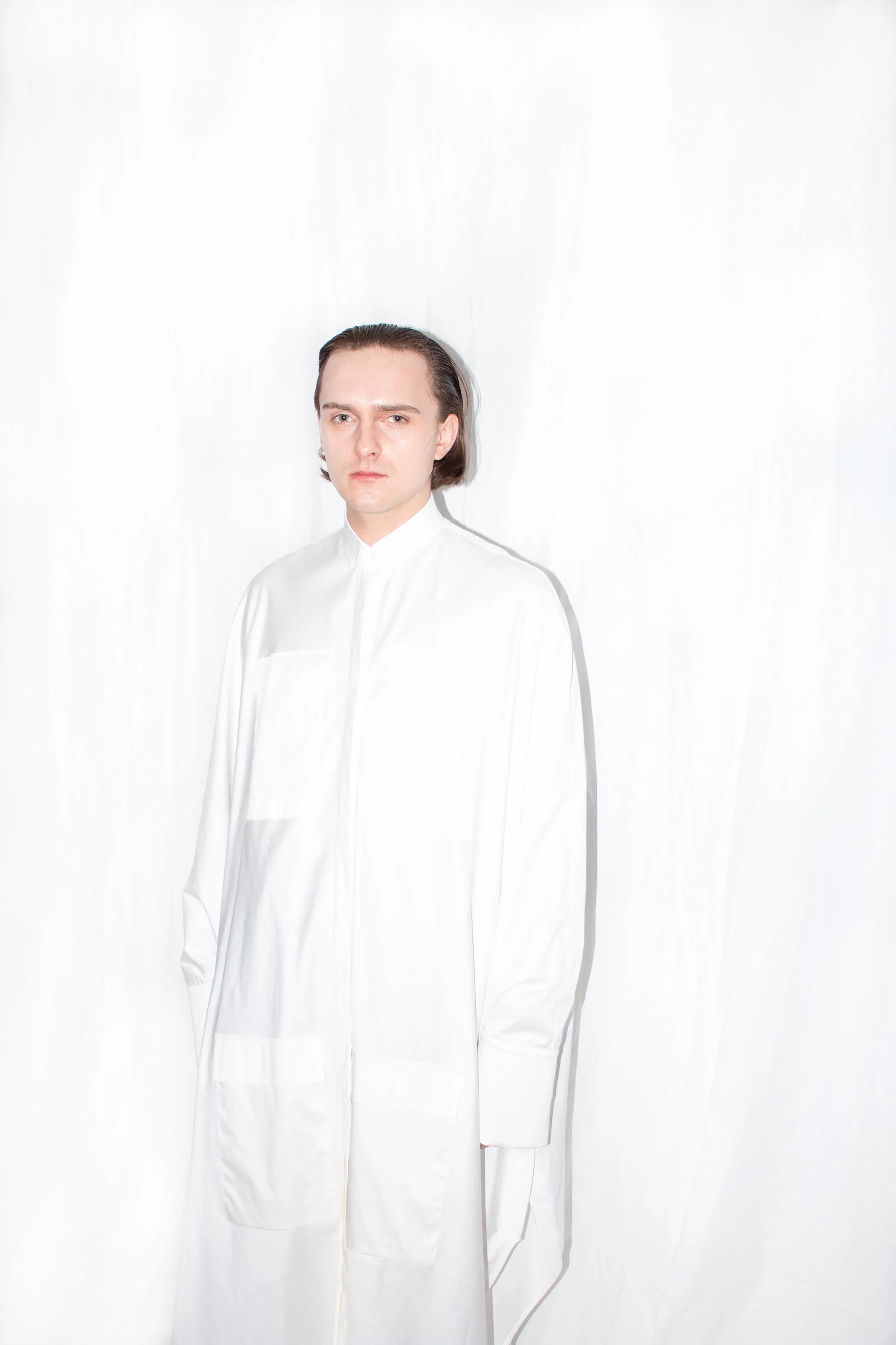 White Elongated Cloak Shirt