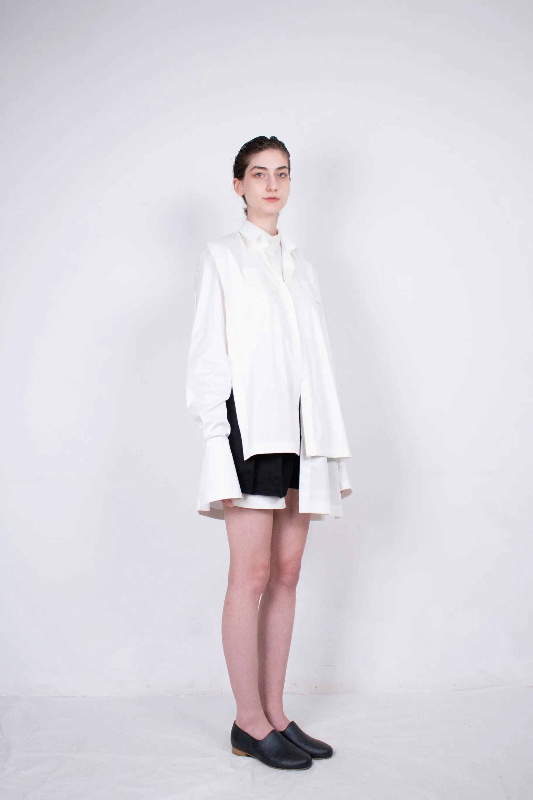 White Layered Cotton Shirt