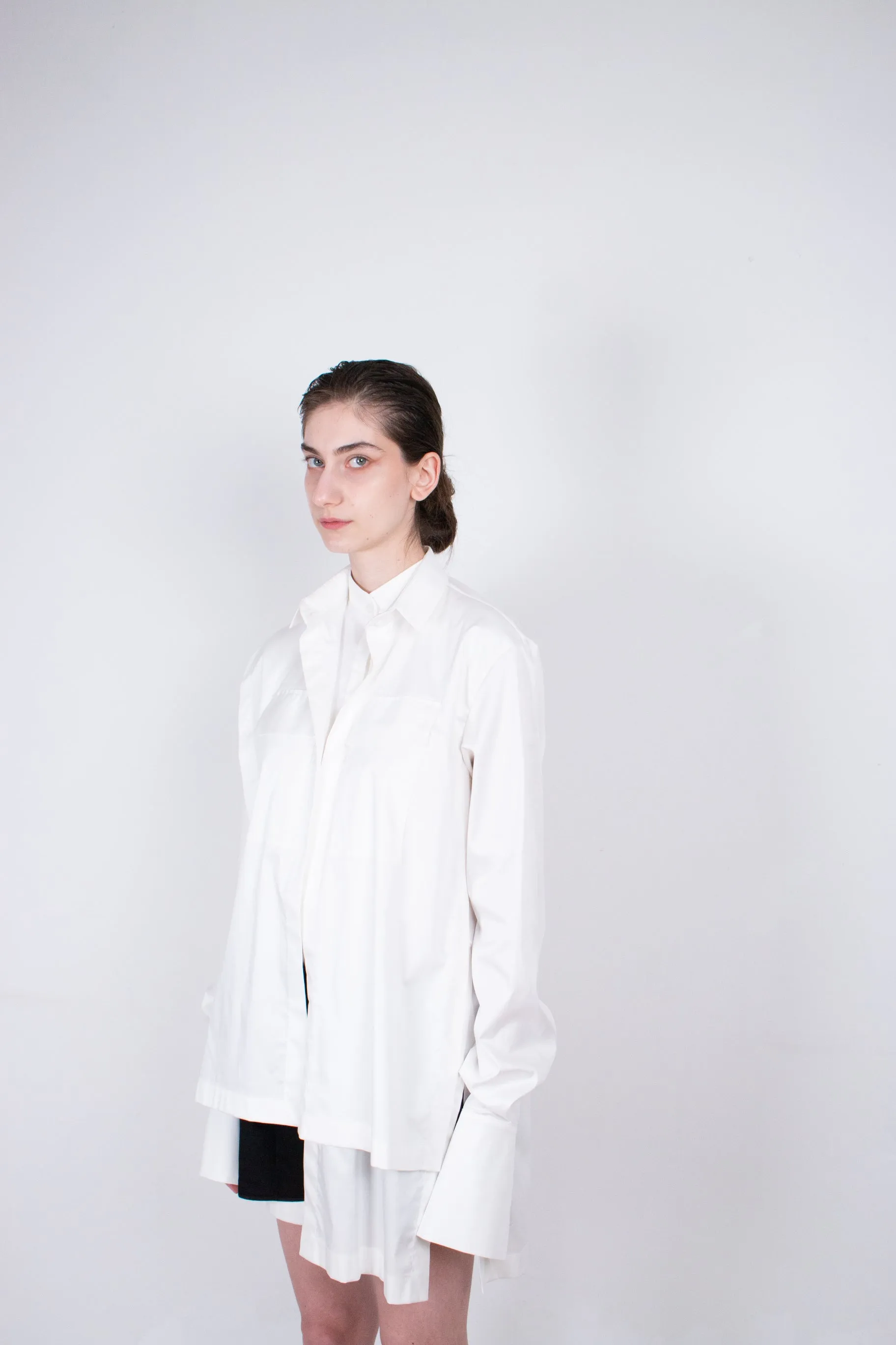 White Layered Cotton Shirt