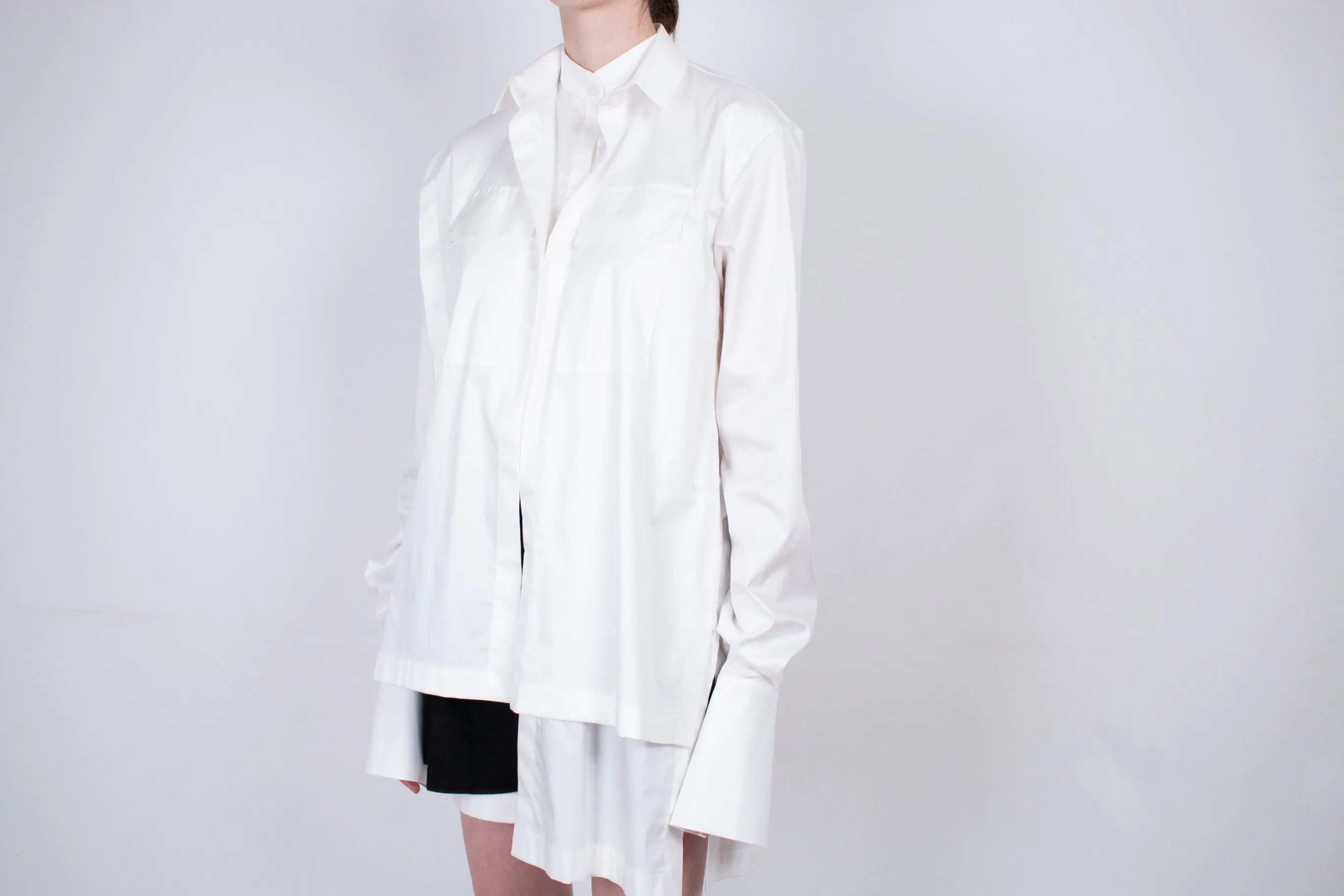 White Layered Cotton Shirt