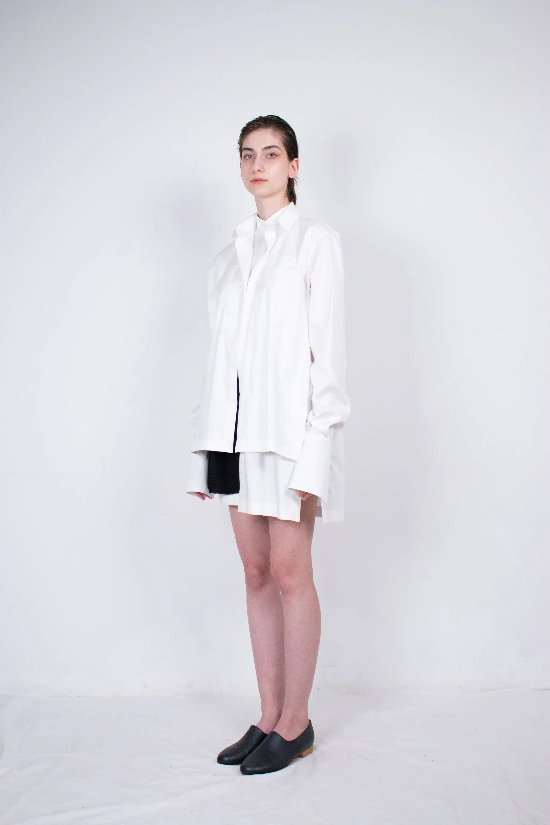 White Layered Cotton Shirt